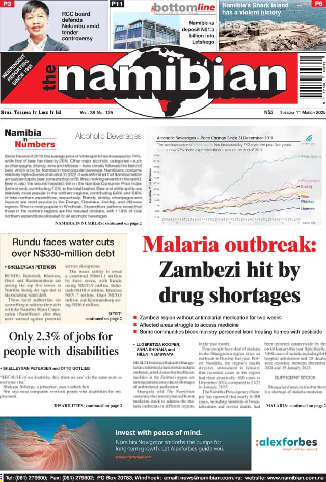 Capa jornal The Namibian 2025-03-11