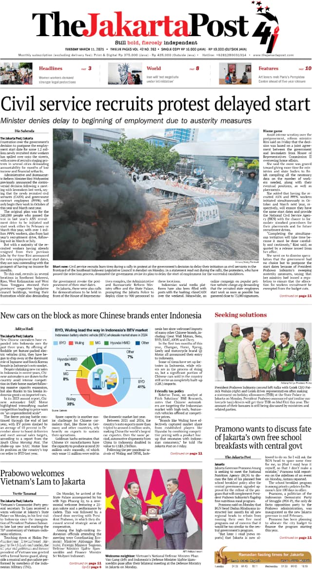 Capa jornal The Jakarta Post 2025-03-11