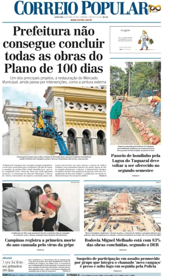 Capa jornal Correio Popular 2025-04-11