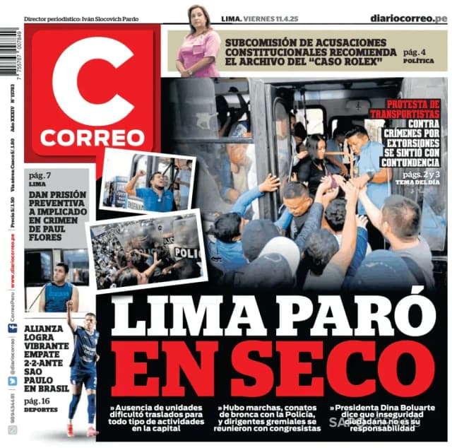 Capa jornal Diario Correo 2025-04-11