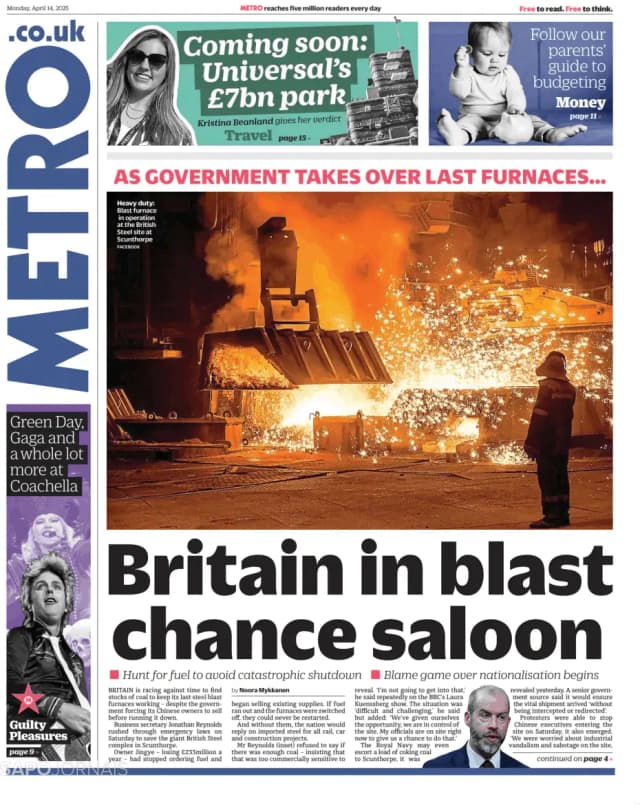 Capa jornal Metro London 2025-04-14