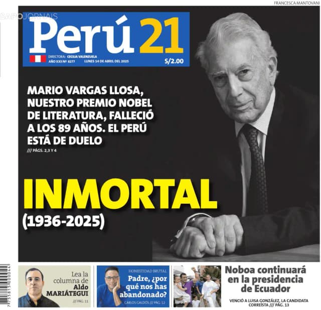 Capa jornal Perú 21 2025-04-14