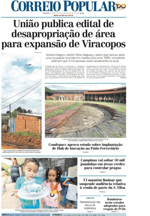 Capa jornal Correio Popular 2025-04-15