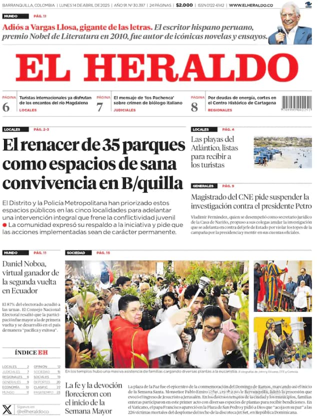 Capa jornal El Heraldo 2025-04-15