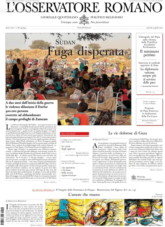 Capa jornal L'Osservatore Romano 2025-04-16