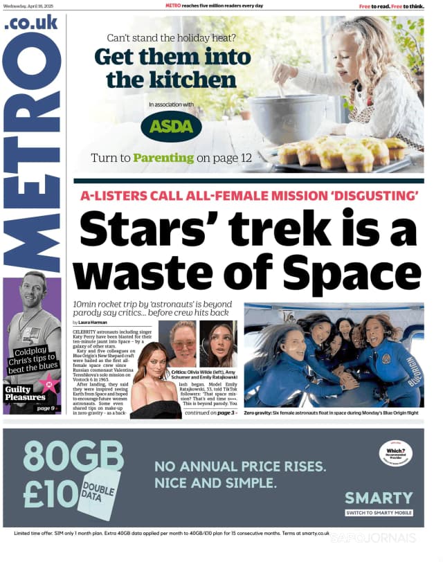Capa jornal Metro London 2025-04-16