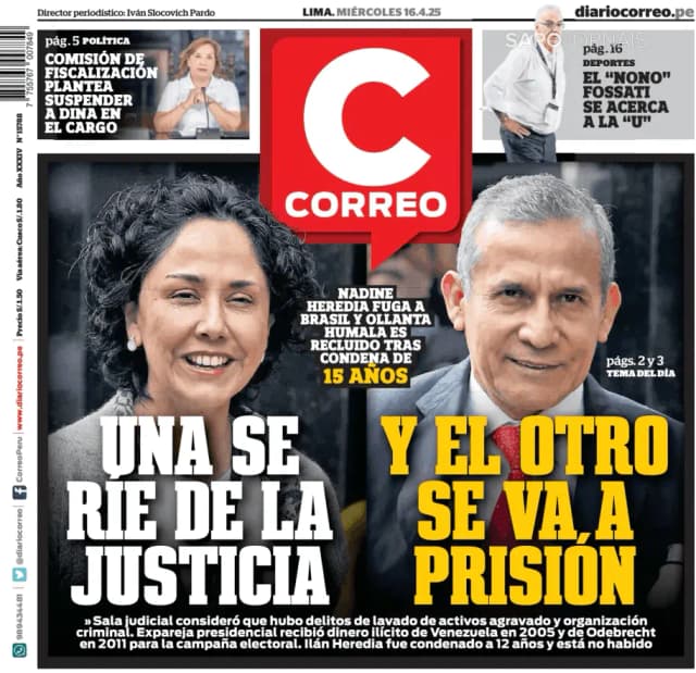 Capa jornal Diario Correo 2025-04-16