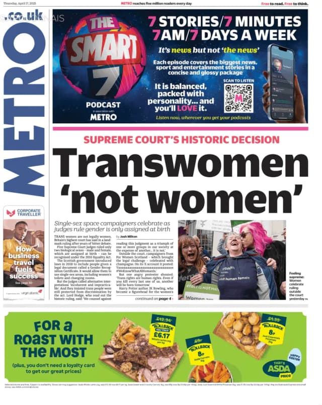Capa jornal Metro London 2025-04-17