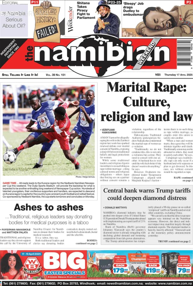 Capa jornal The Namibian 2025-04-17