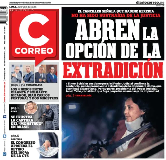 Capa jornal Diario Correo 2025-04-17
