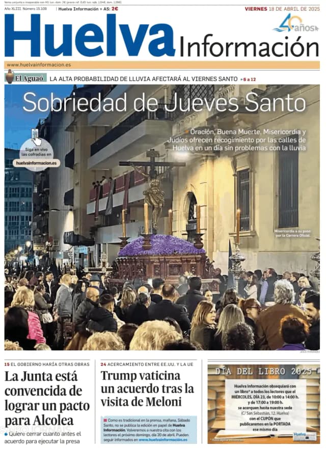 Capa jornal Huelva Información 2025-04-18