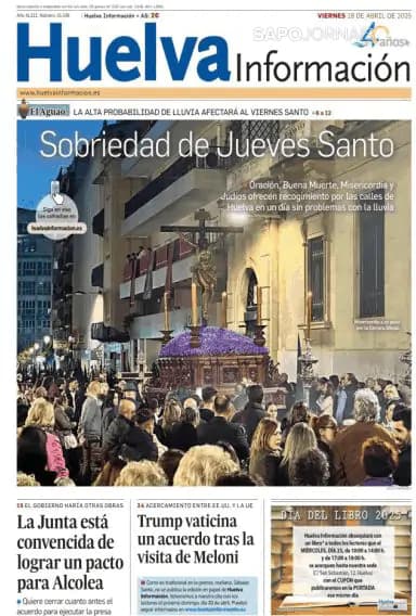 Capa jornal Huelva Información 2025-04-19