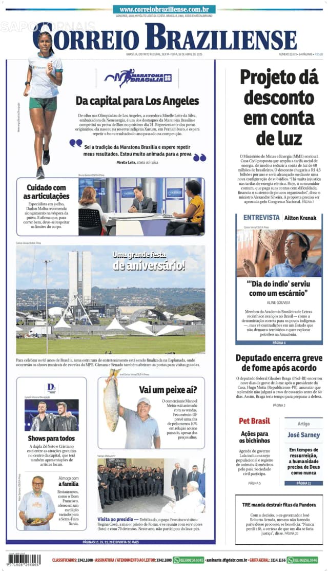 Capa jornal Correio Braziliense 2025-04-18