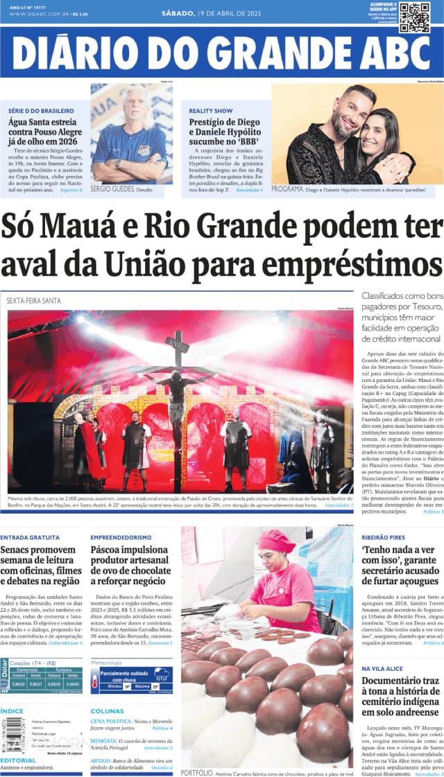 Capa jornal Diário do Grande ABC 2025-04-19