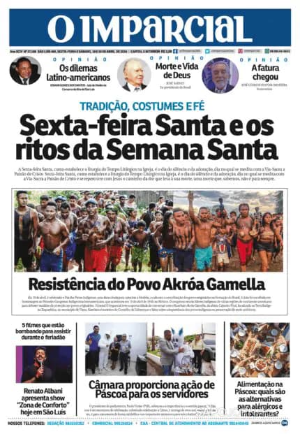 Capa jornal O Imparcial 2025-04-18