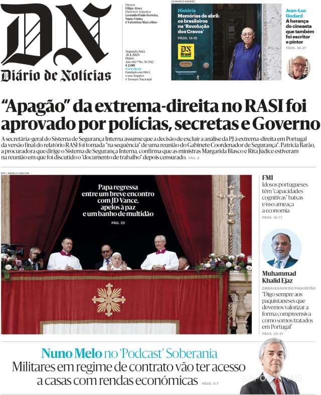 Capa jornal O Jornal Económico 2025-04-21