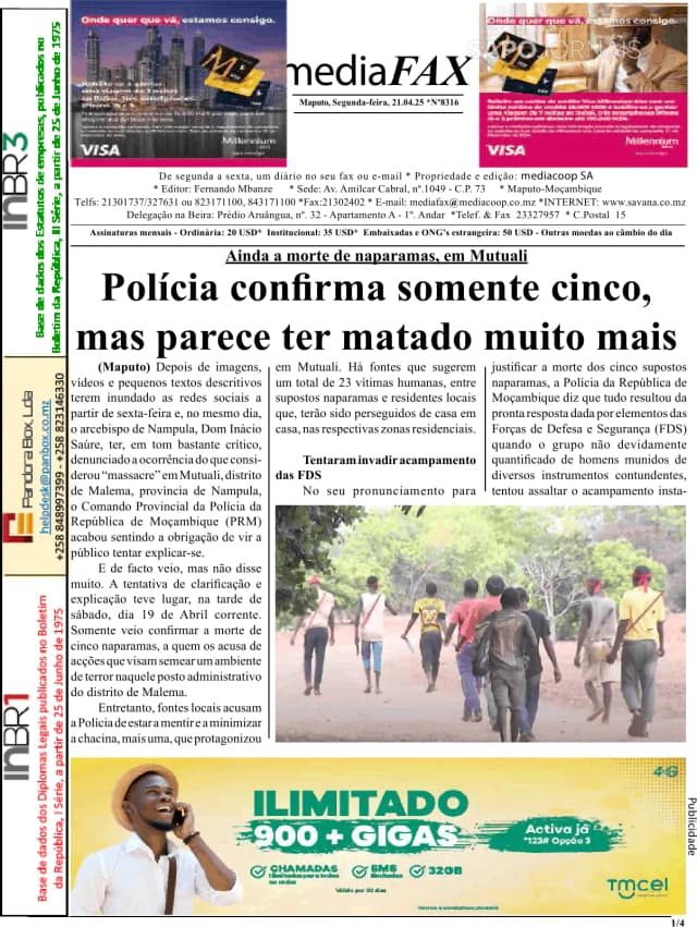 Capa jornal Mediafax 2025-04-21