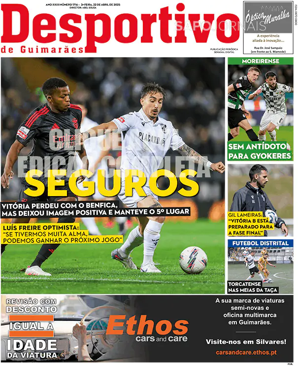 Capa jornal Desportivo de Guimarães 2025-04-22