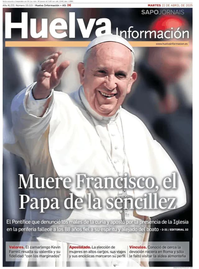 Capa jornal Huelva Información 2025-04-22
