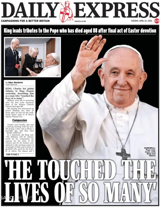 Capa jornal Daily Express 2025-04-22