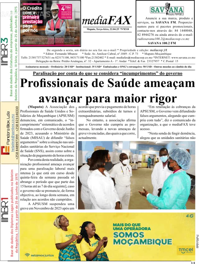 Capa jornal Mediafax 2025-04-22
