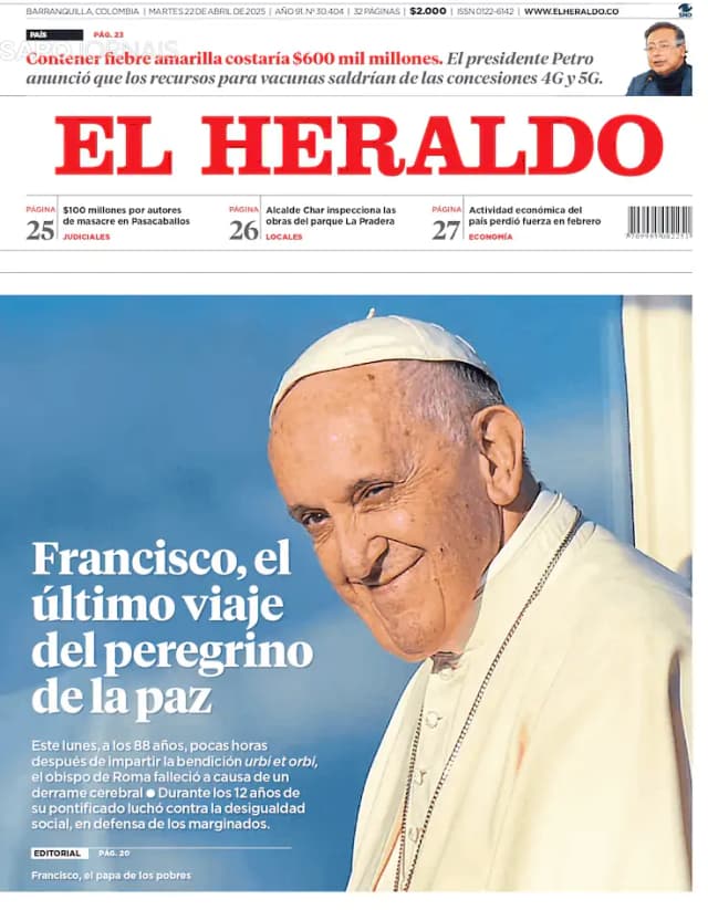 Capa jornal El Heraldo 2025-04-22