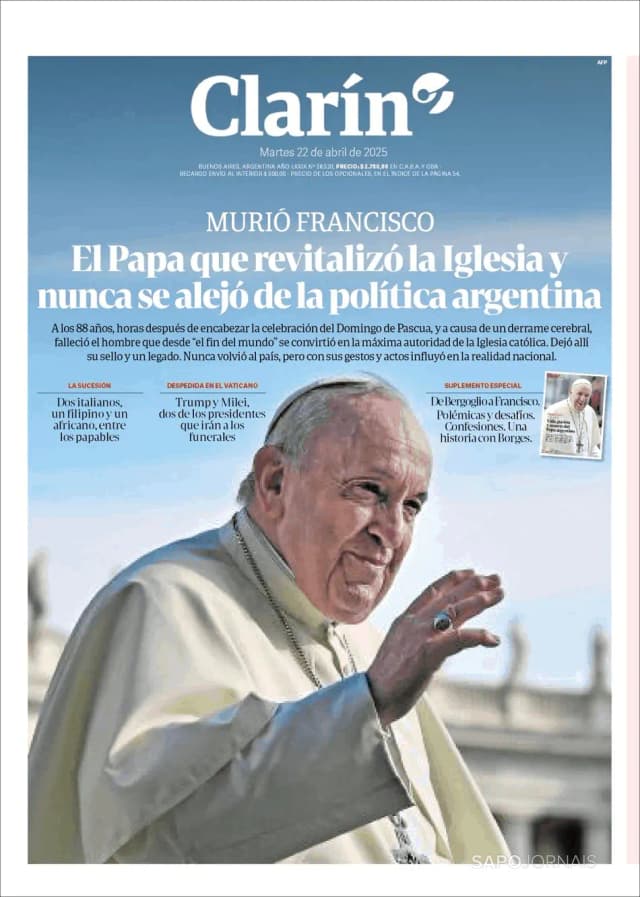 Capa jornal Clarín 2025-04-22