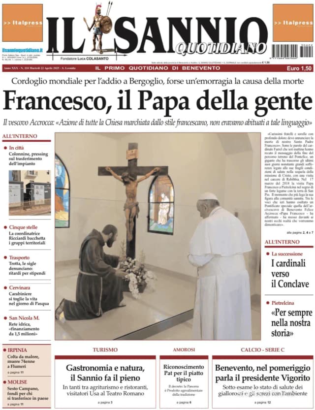 Capa jornal Il Sannio Quotidiano 2025-04-22