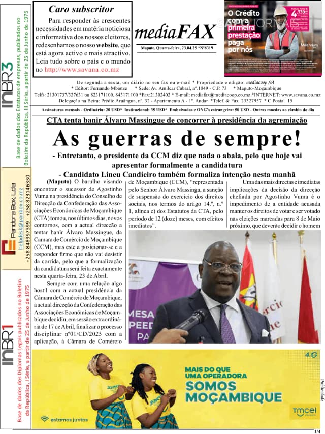 Capa jornal Mediafax 2025-04-23