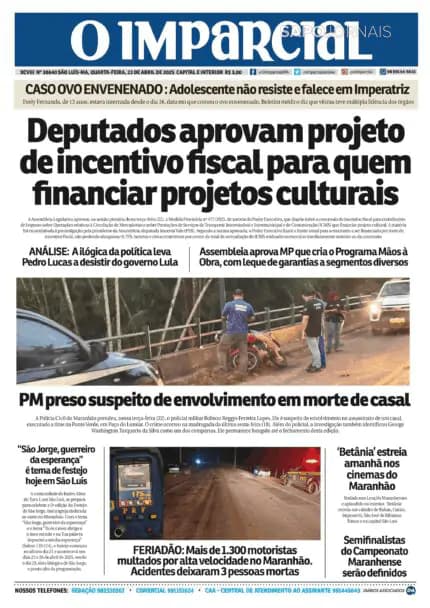 Capa jornal O Imparcial 2025-04-23