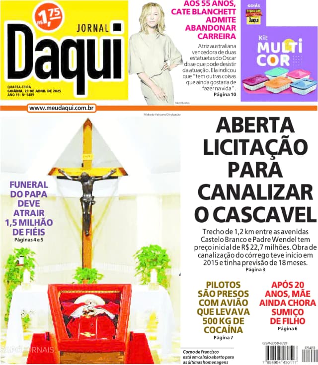Capa jornal O Popular 2025-04-23