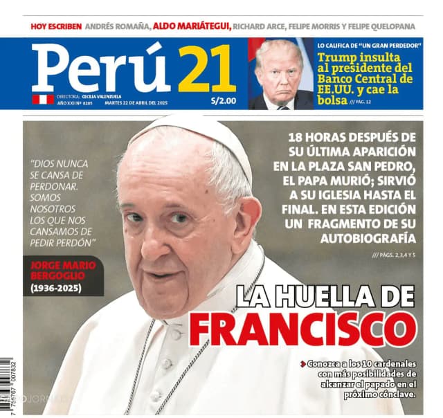 Capa jornal Perú 21 2025-04-22