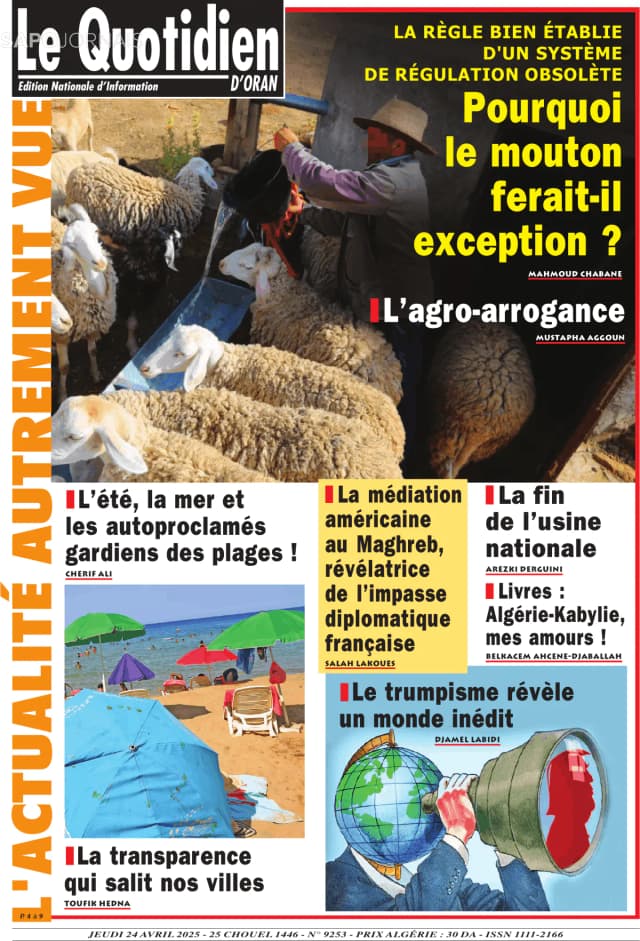Capa jornal Le Quotidien D’Oran 2025-04-24