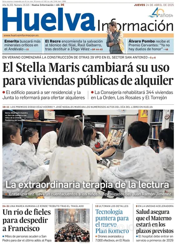 Capa jornal Huelva Información 2025-04-24