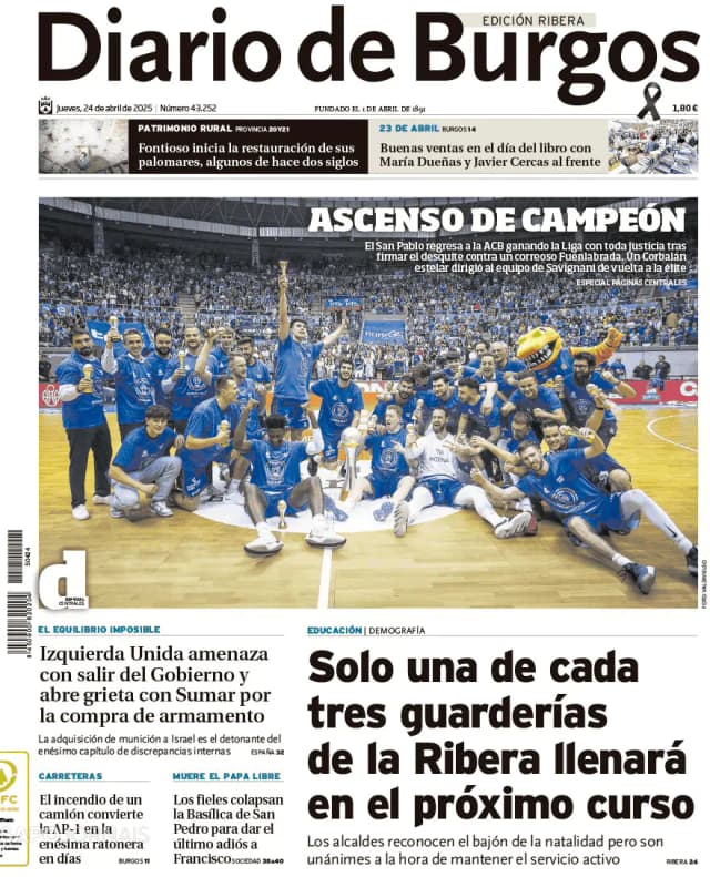 Capa jornal Diario de Burgos 2025-04-24