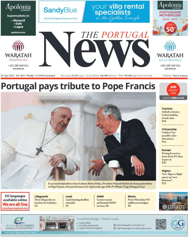 Capa jornal The Portugal News 2025-04-24