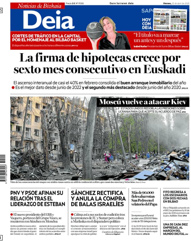 Capa jornal Deia-Noticias de Bizkaia 2025-04-25