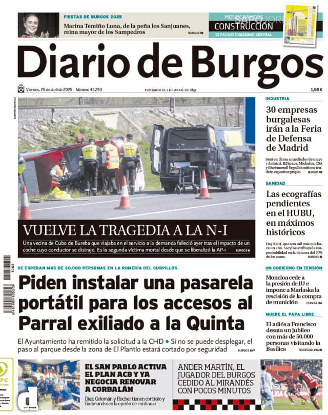 Capa jornal Diario de Burgos 2025-04-25