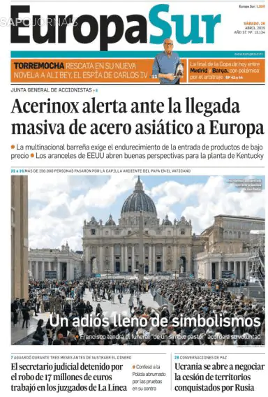 Capa jornal Europa Sur 2025-04-26