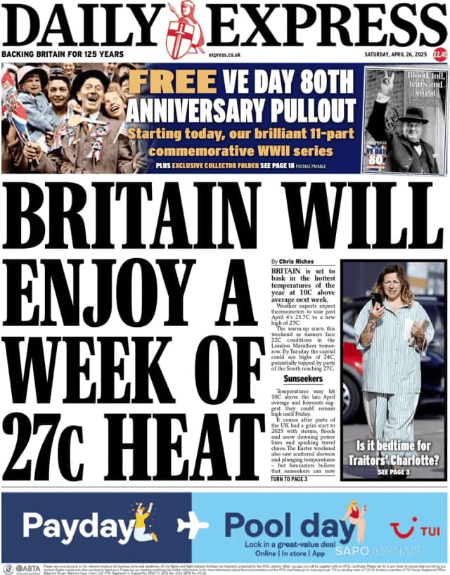 Capa jornal Daily Express 2025-04-26