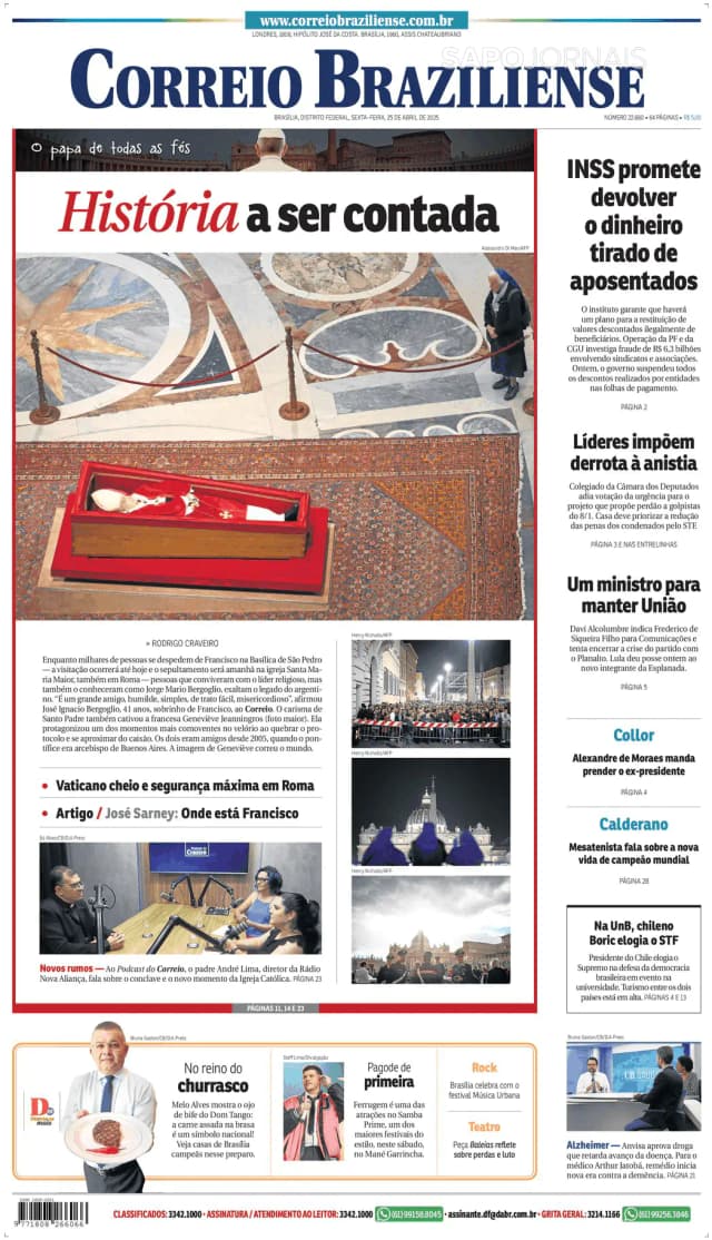 Capa jornal Correio Braziliense 2025-04-25