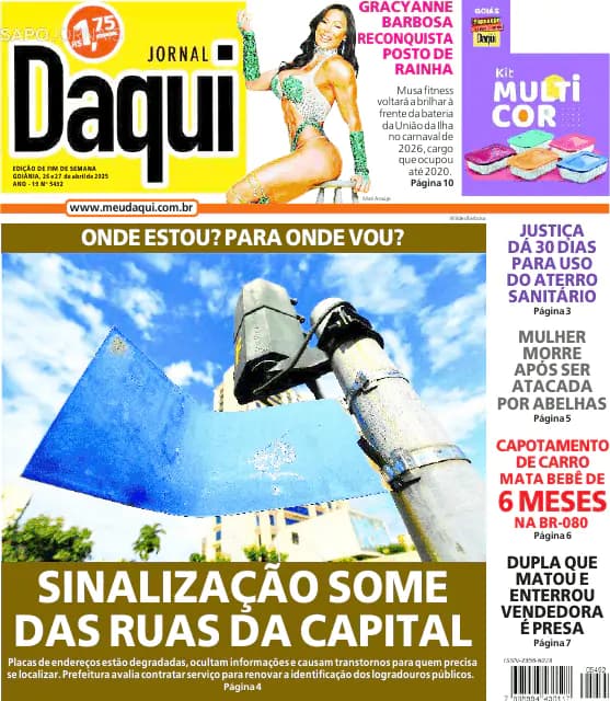 Capa jornal O Popular 2025-04-26