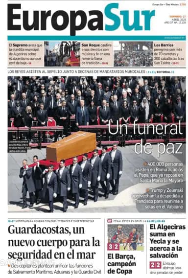 Capa jornal Europa Sur 2025-04-27