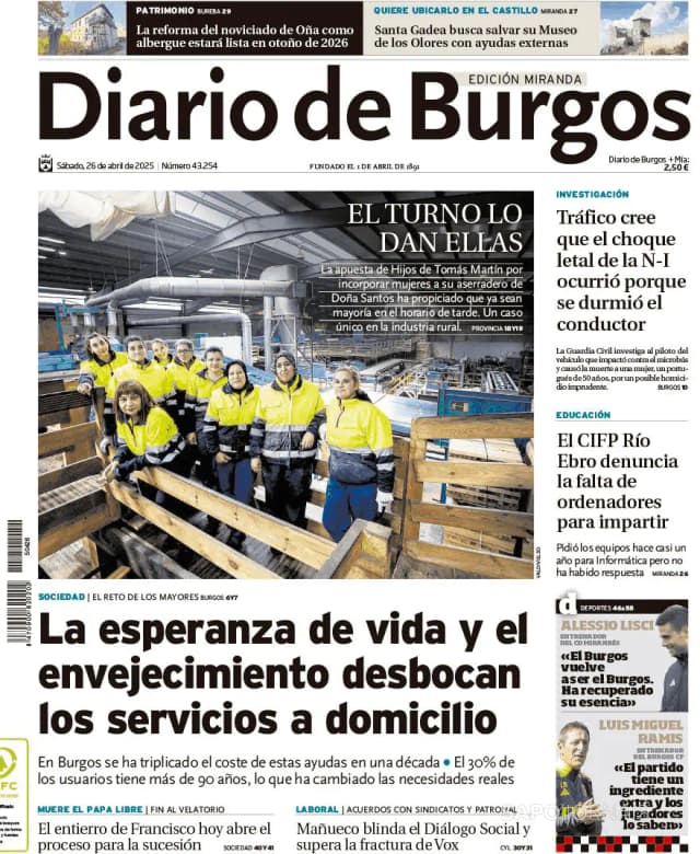 Capa jornal Diario de Burgos 2025-04-26
