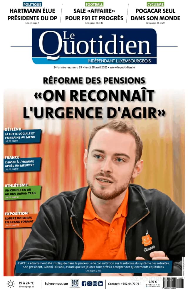 Capa jornal Le Quotidien 2025-04-28