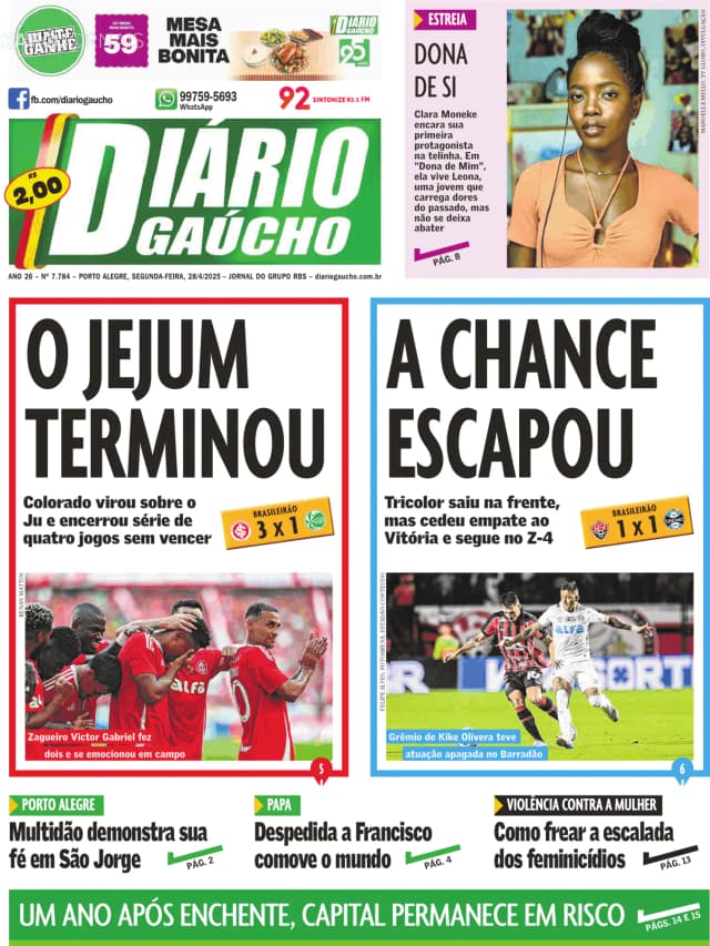 Capa jornal Diário Gaúcho 2025-04-28