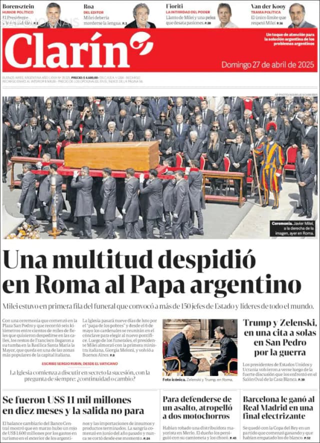 Capa jornal Clarín 2025-04-27