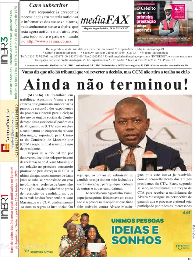 Capa jornal Mediafax 2025-04-28