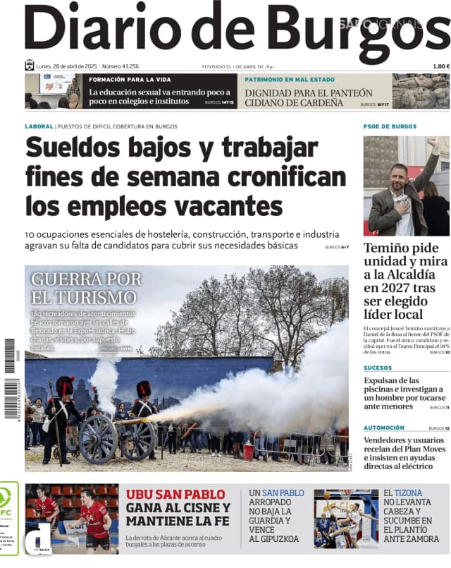 Capa jornal Diario de Burgos 2025-04-28