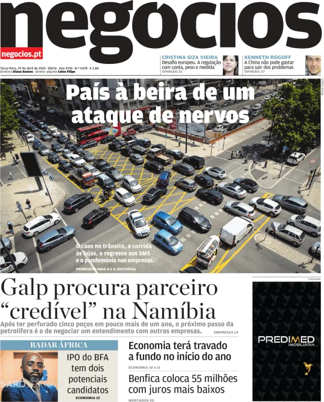 Capa jornal Jornal de Negócios 2025-04-29